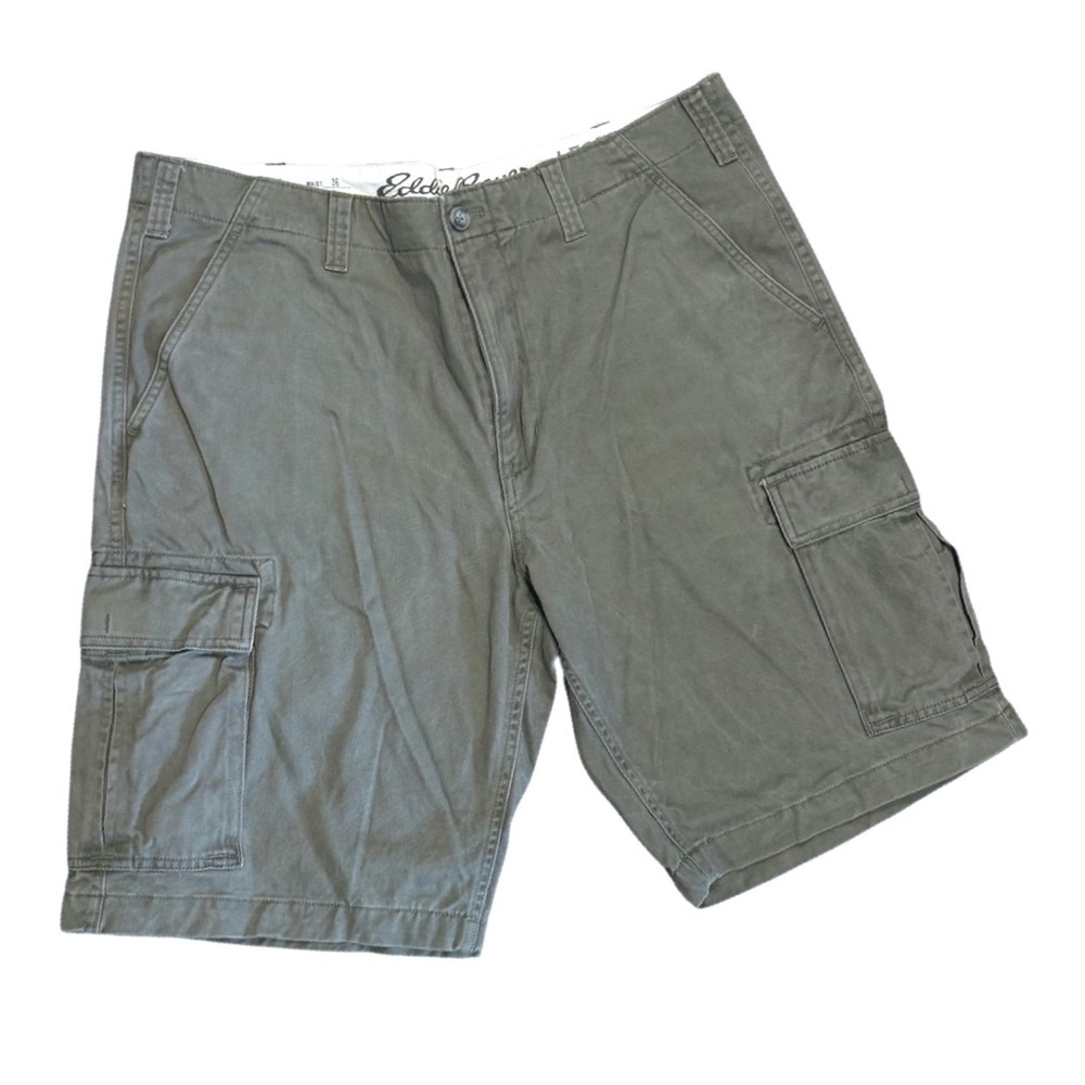 Eddie Bauer Legend Mens 36 Classic Fit Cargo Shorts Olive Green Cotton Utility